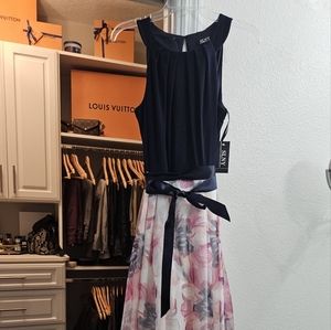 Floor length belted dress